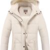 WULFUL Women's Thickened Puffer Jacket - Lightweight Waterproof Winter Coat with Removable Hood