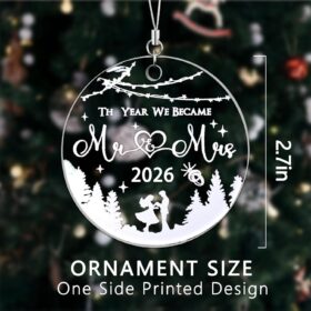 Personalized 2026 Wedding Ornament - Custom Just Married Acrylic Decoration, Unique Engagement, Bridal Shower & Couples Gift