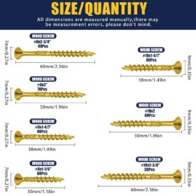 Bonost 450-Piece Torx Wood Screw Assortment Kit with Drive Bits – Rust-Proof Carbon Steel Construction for Decking, Furniture, and Woodworking