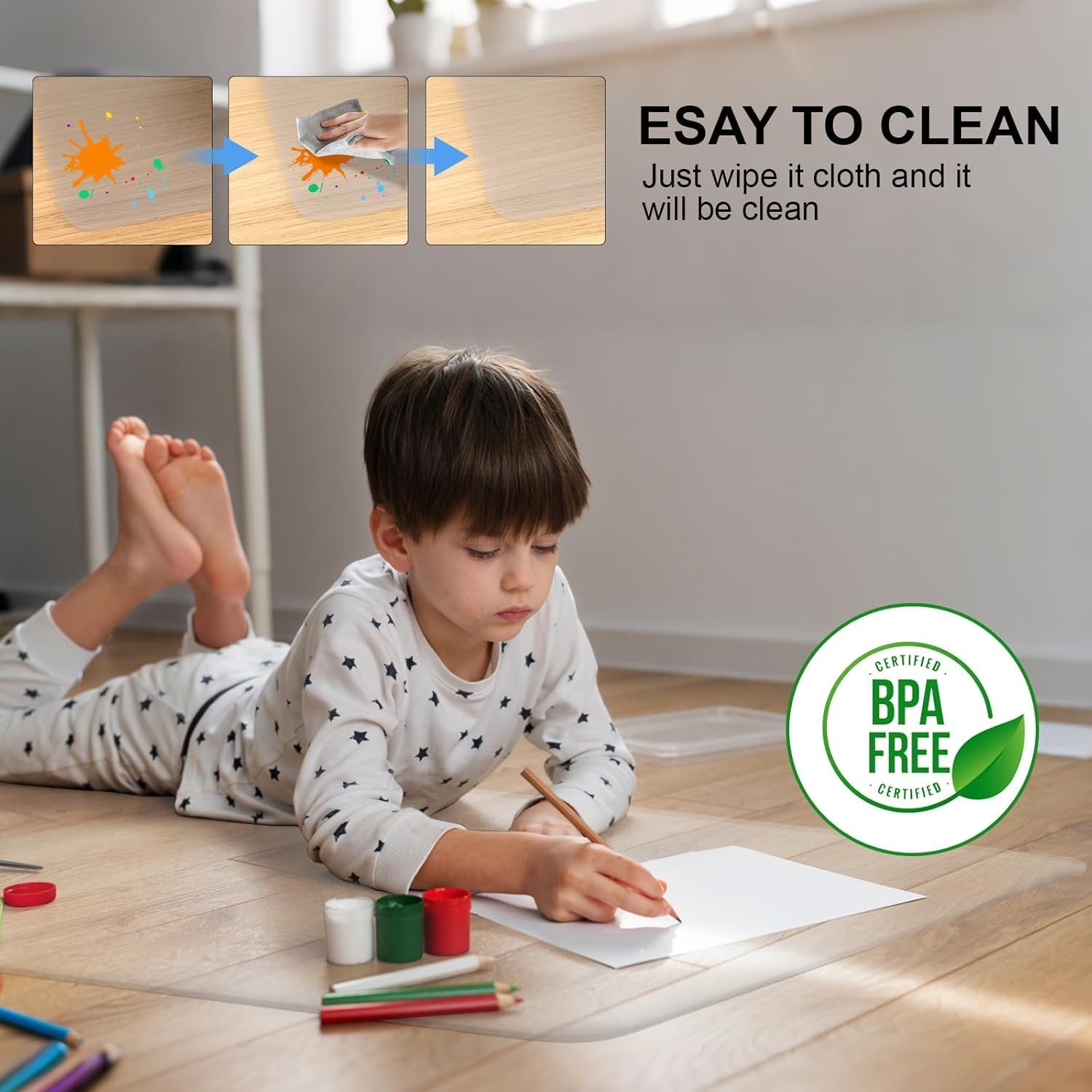 20" x 24" Office Chair Mat for Hardwood Floors – Slip-Resistant Hard Wood Floor Protector, Smooth Glide for Rolling Chairs (Not for Carpet)