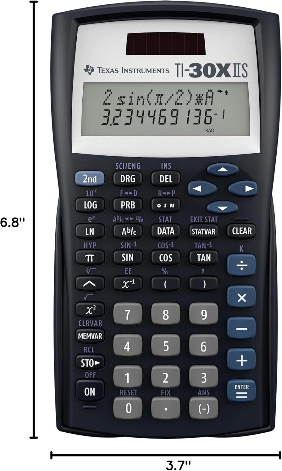 Texas Instruments TI-30XIIS Scientific Calculator – Solar & Battery Powered, Dual Display, Approved for SAT/ACT/AP Exams (Bulk Packaging)