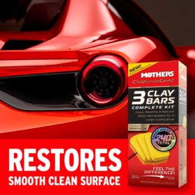 Mothers California Gold 3 Clay Bar Complete Kit - 3 Bars, 16 oz Detailer & Microfiber Towel | Professional Surface Contaminant Removal System for Automotive Paint Restoration (07240)