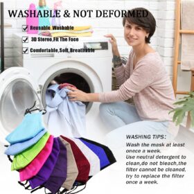 PAGE ONE Premium Cotton Face Masks – 6 Pack Adjustable, Washable & Breathable Reusable Cloth Masks for Men & Women (Black)