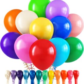 RUBFAC 120-Pack Rainbow Latex Balloons – 12-Inch Premium Party Balloons in 12 Assorted Colors for Birthday, Wedding, Baby Shower & Arch Decorations