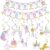 Rainbow Unicorn Party Decorations Set – Magical Birthday Banner & Hanging Swirls for Girls