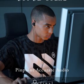 Final VR3000 Spatial Gaming Earphones – In-Ear Monitors with Open-Back Soundstage for VR & Open World Adventures – In-Line Mic & Secure Fit – Black