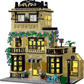CAMPIR City Cafe Building Block Set with LED Lights – 1443 Piece 3-Story Modular Architecture Model for Kids, Teens, and Adults
