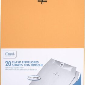 Mead Brown Kraft Clasp Envelopes, 9" x 12", 24-lb All-Purpose Mailing Envelopes with Moisture-Resistant Closure, 20 Count (76020)