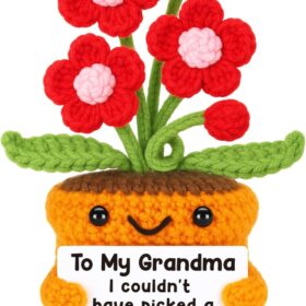 I Love You Forever Crochet Flower for Grandma - Unique Birthday, Valentine's & Grandparents Day Gift from Granddaughter or Grandson