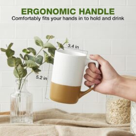 Gencywe 16oz Ceramic Coffee Mug Set of 4 – Large Porcelain Tea Cups with Ergonomic Handles – Microwave, Dishwasher & Oven Safe – Elegant Kitchen Drinkware for Coffee, Latte & Cocoa
