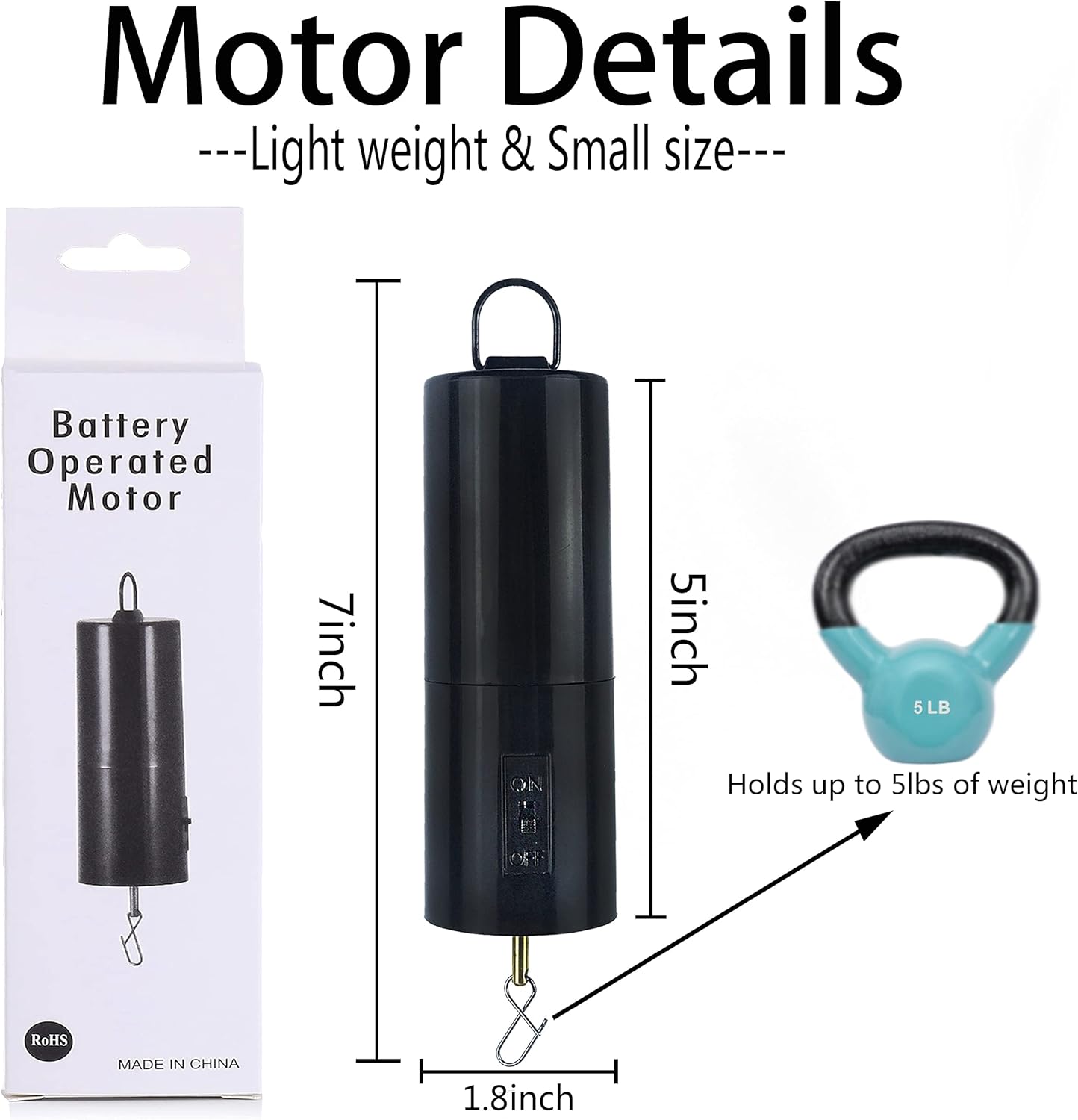 2 Pack Battery Operated Wind Spinner Motors – 24 RPM Rotating Motor for Hanging Ornament Displays, Wind Chimes, and Mobiles (Battery Not Included)