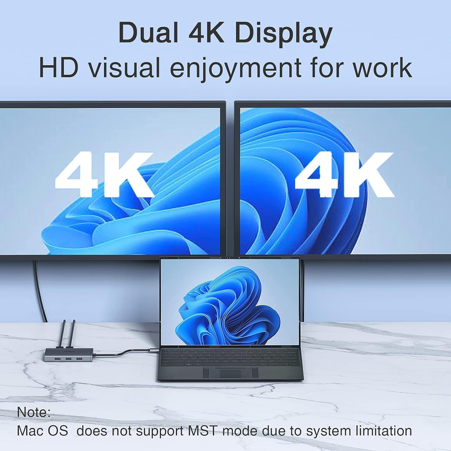 8-in-1 USB C Docking Station: Dual 4K HDMI, DP, VGA Multiport Hub with 100W PD Charging
