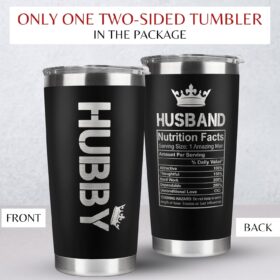 Mocosweeties 20 Oz Stainless Steel Tumbler – Unique Husband Gift from Wife, Birthday, Anniversary, Valentines Day, or Christmas Present for Him – Black Insulated Travel Mug