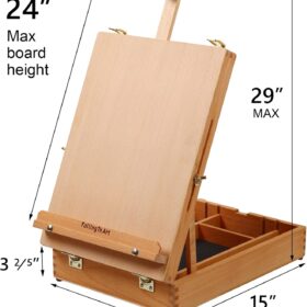 Falling in Art Portable Desktop H-Frame Easel - Solid Wood Sketchbox with Storage & Adjustable Canvas Holder for Tabletop Painting & Display