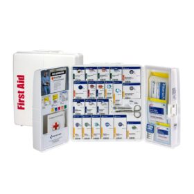 First Aid Only SmartCompliance 245-Piece OSHA First Aid Kit – Wall-Mountable Plastic Cabinet for 50 People