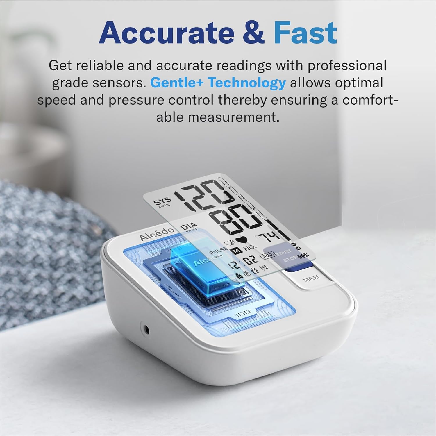 Alcedo Fully Automatic Digital Blood Pressure Monitor – Talking Upper Arm BP Machine with Large LCD, Irregular Heartbeat Detection, and 2x120 Memory