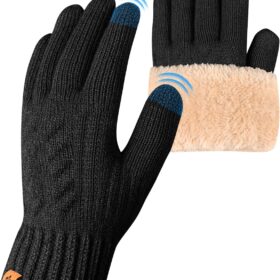 Thermal Fleece-Lined Winter Gloves for Men & Women – Touch Screen Compatible Knit Running & Cycling Cold Weather Gear