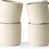 Famiware Star Collection 12oz Coffee Mug Set – Handcrafted Reactive Glaze Stoneware Cups, Stackable & Microwave Safe (Set of 4, White)
