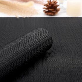 Modern Heat-Resistant PVC Table Runner - Waterproof, Cut-to-Size Table Protector for Dining & Kitchen (Black, 12" x 55")
