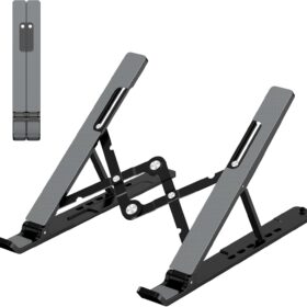 Portable Adjustable Laptop Stand – Ergonomic Foldable Riser & Cooling Holder for 10-15.6 Inch Notebooks