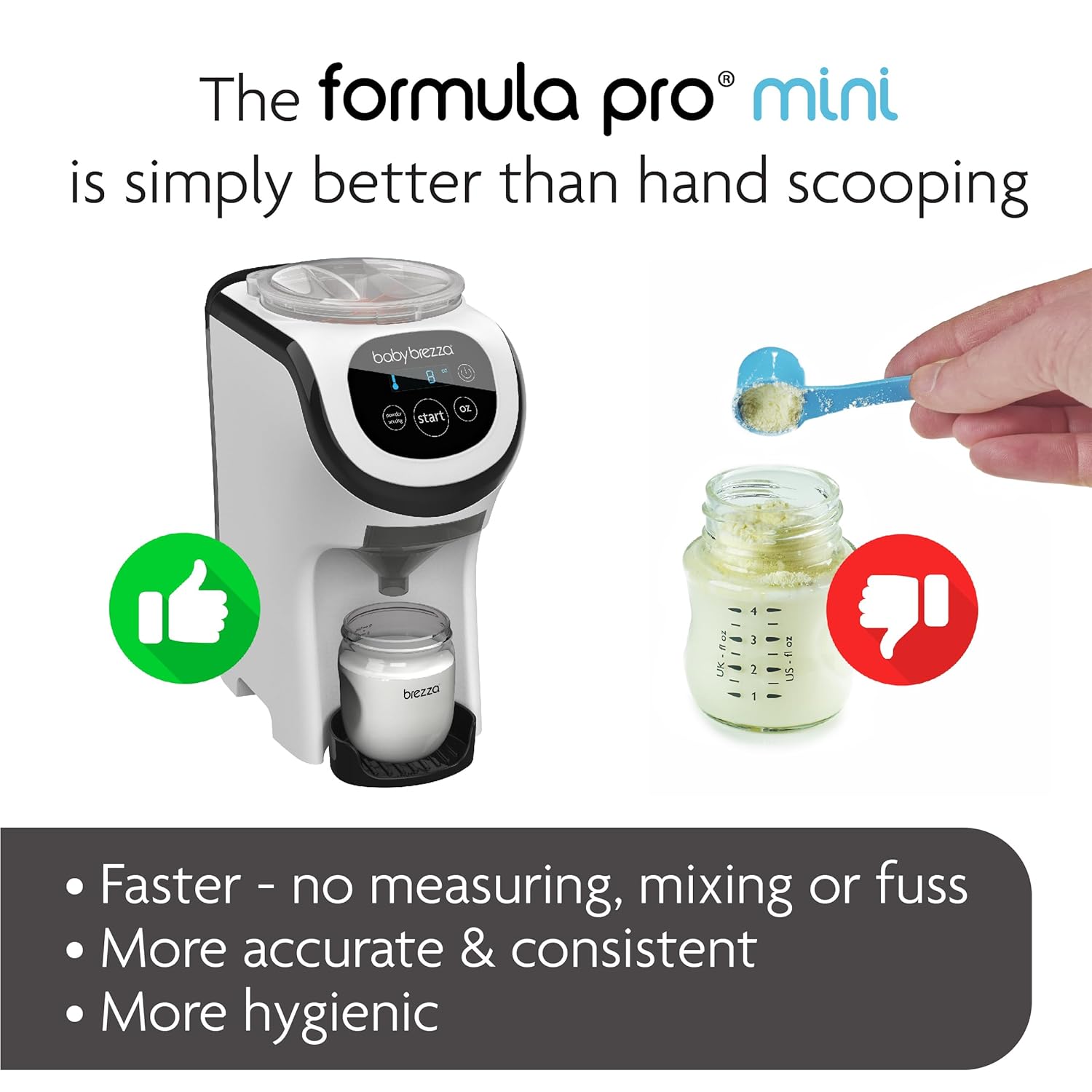 Baby Brezza Formula Pro Mini Compact Formula Mixer – Portable, Travel-Size Baby Bottle Maker for Perfect Temperature & Consistency