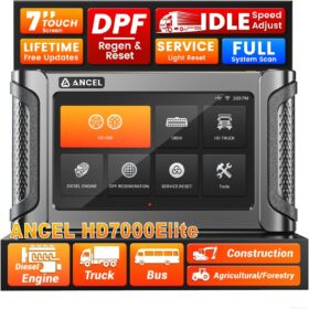 ANCEL HD7000 Elite Heavy Duty Truck Scanner | 7-Inch Diesel Diagnostic Tool with DPF Regen, Idle & Speed Adjustment, Full Systems OBD2 Code Reader for Cummins, Detroit, Volvo, CAT, Paccar