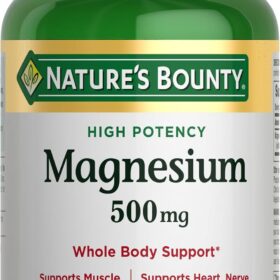 Nature's Bounty Magnesium 500mg, 200 Tablets – Supports Muscle, Nerve & Bone Health – Gluten-Free Coated Supplement