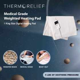 ThermoRelief King Size Clinical Grade Heating Pad - Auto Moist Heat for Back Pain, Muscle Cramps & Arthritis - Extra Hot Weighted Electric Pad with 4 Temp Levels & Timer