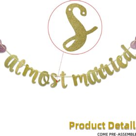 Almost Married Gold Glitter Banner – Elegant Engagement, Wedding & Bachelorette Party Decoration Sign