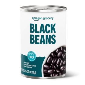 Amazon Kitchen Premium Canned Black Beans – 15.25 Oz | Fiber-Rich, Non-GMO, Ready-to-Eat Pantry Staple for Soups, Salads, and Dips