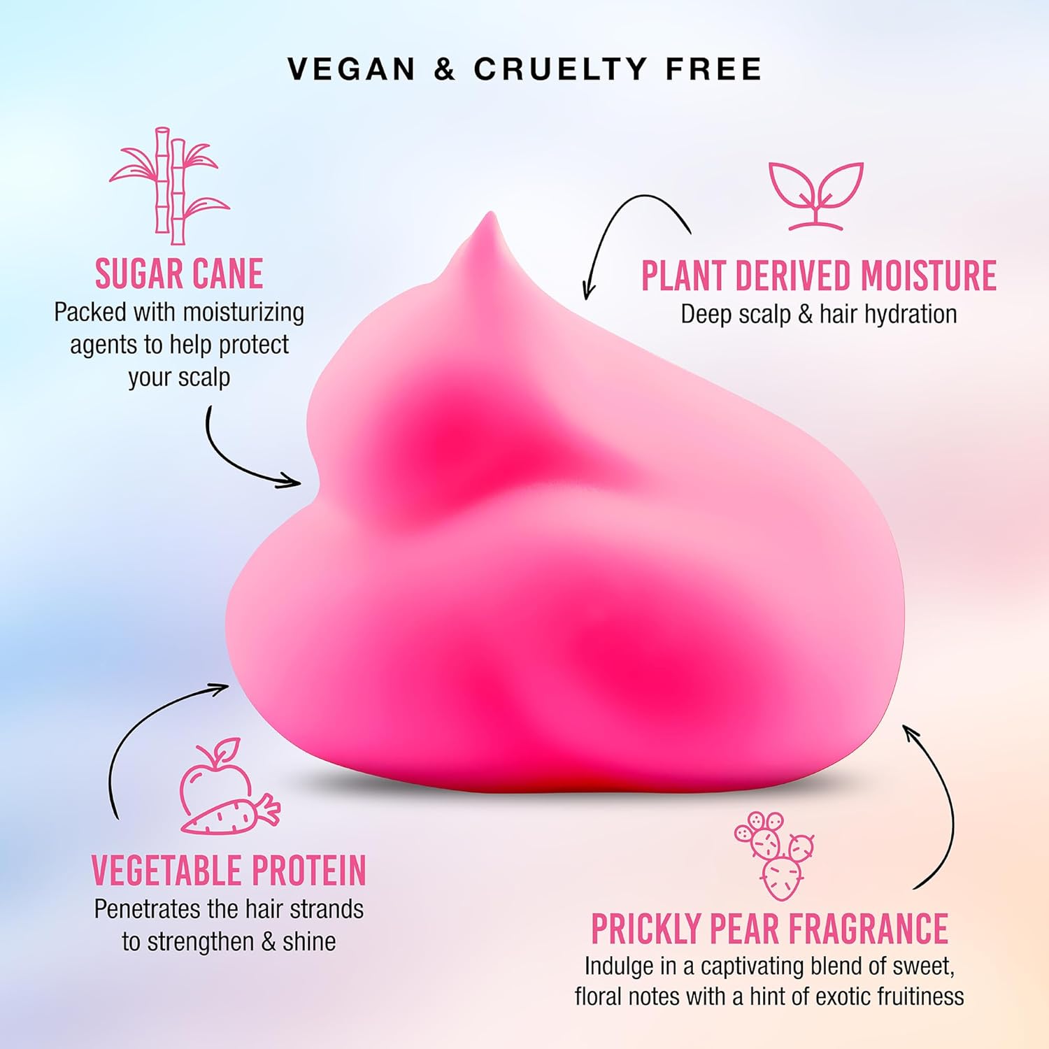 Punky Sugar Cloud CandyFloss Semi-Permanent Foam Hair Dye – 6 fl oz Vibrant Raspberry Pink Color, Easy No-Drip Application for Long-Lasting Vivid Results