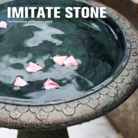 Solution4Patio Fiberclay Bird Bath - 18-Inch Weather-Resistant Garden Decor, Lightweight Stone-Look Birdbath with Non-Slip Basin for Outdoors, Easy Assembly Pedestal Bath for Lawn & Yard