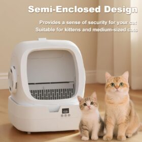 Smart Self-Cleaning Cat Litter Box with App Control, Weight Monitoring & Ultra-Quiet Safe Design for Kittens & Medium Cats - White