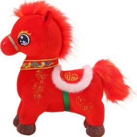 CTDWNT 2026 Year of the Horse Plush Ornament - Chinese New Year Zodiac Mascot Figurine, 6.3" Auspicious Spring Festival Home Decor & Lucky Gift