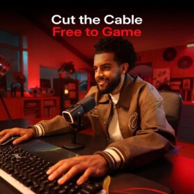 MAONO PD100W Wireless Dynamic USB Microphone with RGB Lighting, 2.4GHz Plug & Play PC Gaming Mic featuring One-Click Noise Reduction and Real-Time Monitoring