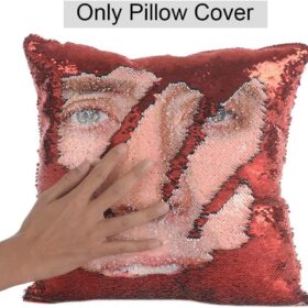 Nicolas Cage Sequin Pillow Cover – Reversible Mermaid Pillow Case, Funny Gag & White Elephant Gift, 16x16 Inch Decorative Cushion Insert