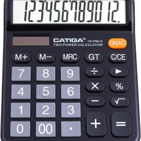 CATIGA CD-2786 Desktop Calculator – 12-Digit LCD with Sensitive Big Buttons, Dual Solar & Battery Power for Office, Home & School