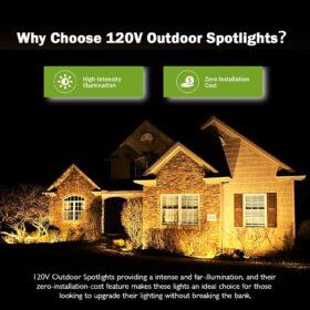 LEONLITE 10W LED Landscape Spotlights, 2700K Warm Low Voltage Outdoor Lighting Kit with UL Plug, IP65 Waterproof Yard Lights for Garden, Trees, and Halloween Christmas Decoration (4 Pack)