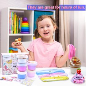5 Pack Deluxe Butter Slime Kit for Kids – Super Soft Non-Sticky Putty with 2-Toned Colors | Strawberry, Ice Cream & Cotton Candy Party Favors