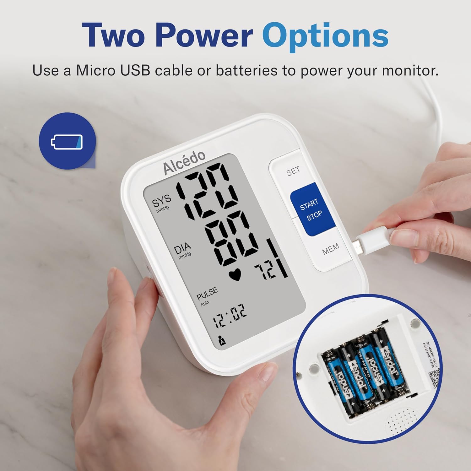 Alcedo Fully Automatic Digital Blood Pressure Monitor – Talking Upper Arm BP Machine with Large LCD, Irregular Heartbeat Detection, and 2x120 Memory