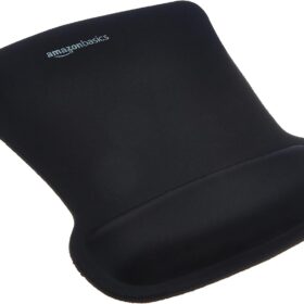 Amazon Basics Gel Ergonomic Mouse Pad with Wrist Rest - Rectangular, Non-Slip Base, Black - Pack of 20