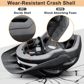 Silkycasters LED Bike Helmet for Adults – CPSC Certified Cycling Helmet with Front & Rear Safety Lights, Removable Sun Visor, and Adjustable Dial for Men & Women (Road, MTB, Commuter)