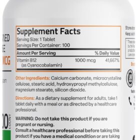 Bronson Vitamin B12 1000 mcg Sustained Release Tablets | Supports Energy, Brain Function & Nervous System Health | Vegan, Non-GMO & Gluten Free | 100 Count