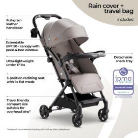 Mompush Lithe V2 Lightweight Travel Stroller – Compact Fold, Airplane-Ready Design with UPF 50+ Canopy & Rain Cover