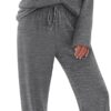 Ekouaer Women's Long Sleeve Pajama Set - Soft Cozy Loungewear Pullover Top & Pants with Pockets - S-XXL