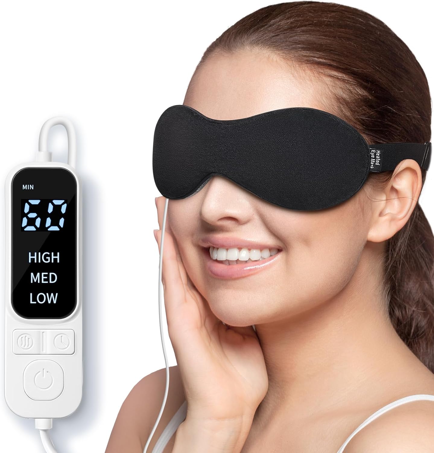 YFONG Heated Eye Mask for Dry Eyes - Electric Warm Compress with 3 Heat Settings & Auto Timer, Washable USB Eye Mask for Migraines, Stye, Blepharitis, and Eye Strain Relief
