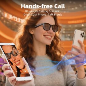 BluKaSa Smart Audio Glasses - Bluetooth 5.3 Open-Ear Sunglasses with Polarized UV400 Lenses, 34g Ultra-Light Frame, Hands-Free Calling & AI Voice Control, USB-C Fast Charging (8-10H Playtime)