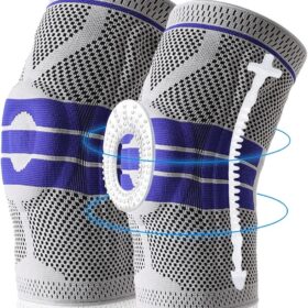 Hinged Knee Brace with Spring Support & Silicone Gel Stabilizer - Compression Knee Sleeve for Meniscus Tear, Arthritis, and Joint Pain Relief