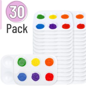 Mr. Pen Plastic Paint Palettes (30 Pack) – 6-Well White Rectangular Artist Trays for Kids, School, Art Class, and DIY Crafts