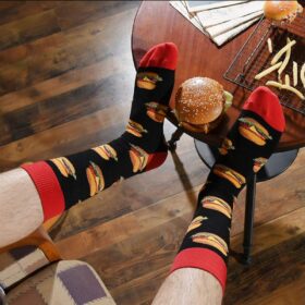 HSELL Men's Novelty Dress Socks - Soft Cotton Crazy Pattern Crew Socks for Gifts